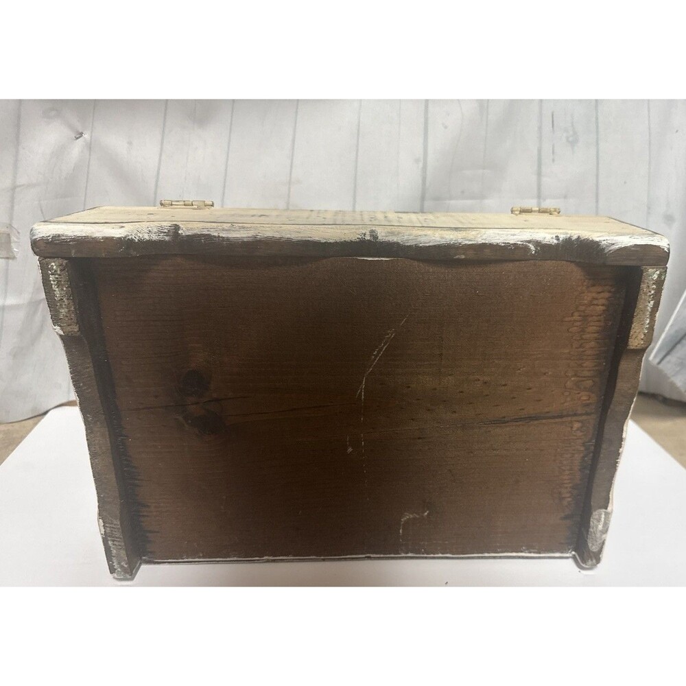 Vtg Wood Bread Box Stencil Design Glass Face Farmhouse Breadbox Cottagecore - Picture 9 of 10